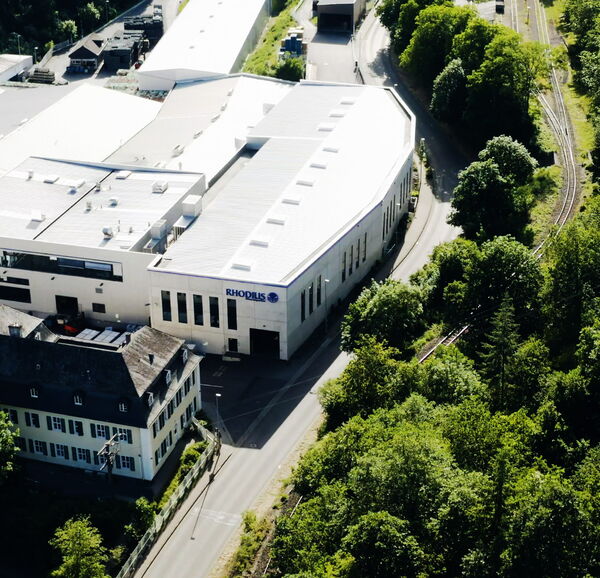 An aerial view of the RHODIUS company premises.