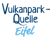 Blauer Schriftzug Vulkanpark-Quelle Eifel.